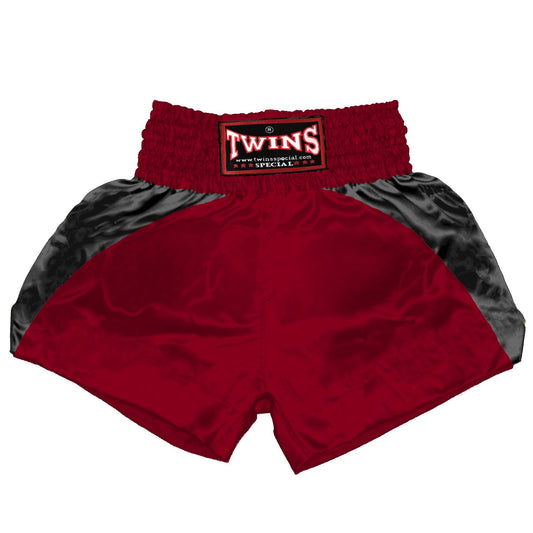 TWINS Muay Thai Shorts - Dual - Dark Colors - Reverse Curve - Black - Legs - Maroon, Dark Brown, Green, Navy Blue, Purple