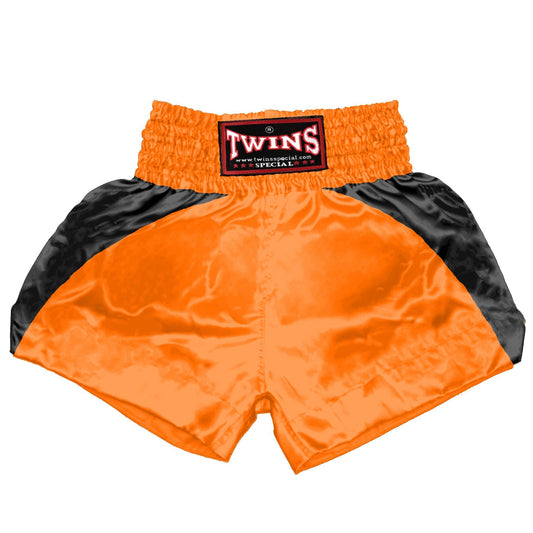 TWINS Muay Thai Shorts - Dual - Bright Colors - Reverse Curve - Black - Legs - Orange, Yellow, Olive, Light Blue, Pink