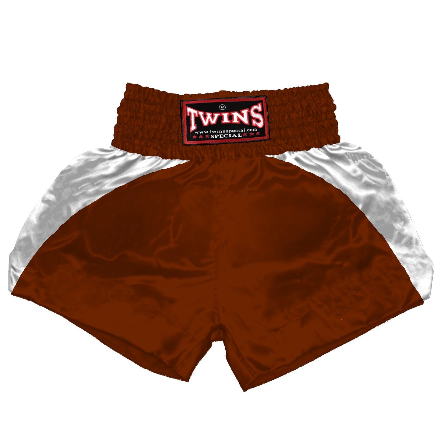 TWINS Muay Thai Shorts - Dual - Dark Colors - Reverse Curve - White - Legs - Maroon, Dark Brown, Green, Navy Blue, Purple