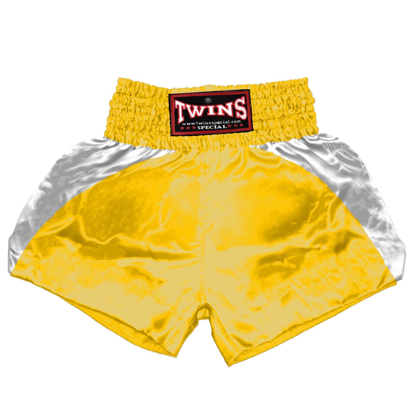 TWINS Muay Thai Shorts - Dual - Classic Tones - Reverse Curve - White - Legs - Black, Grey, Gold, Silver