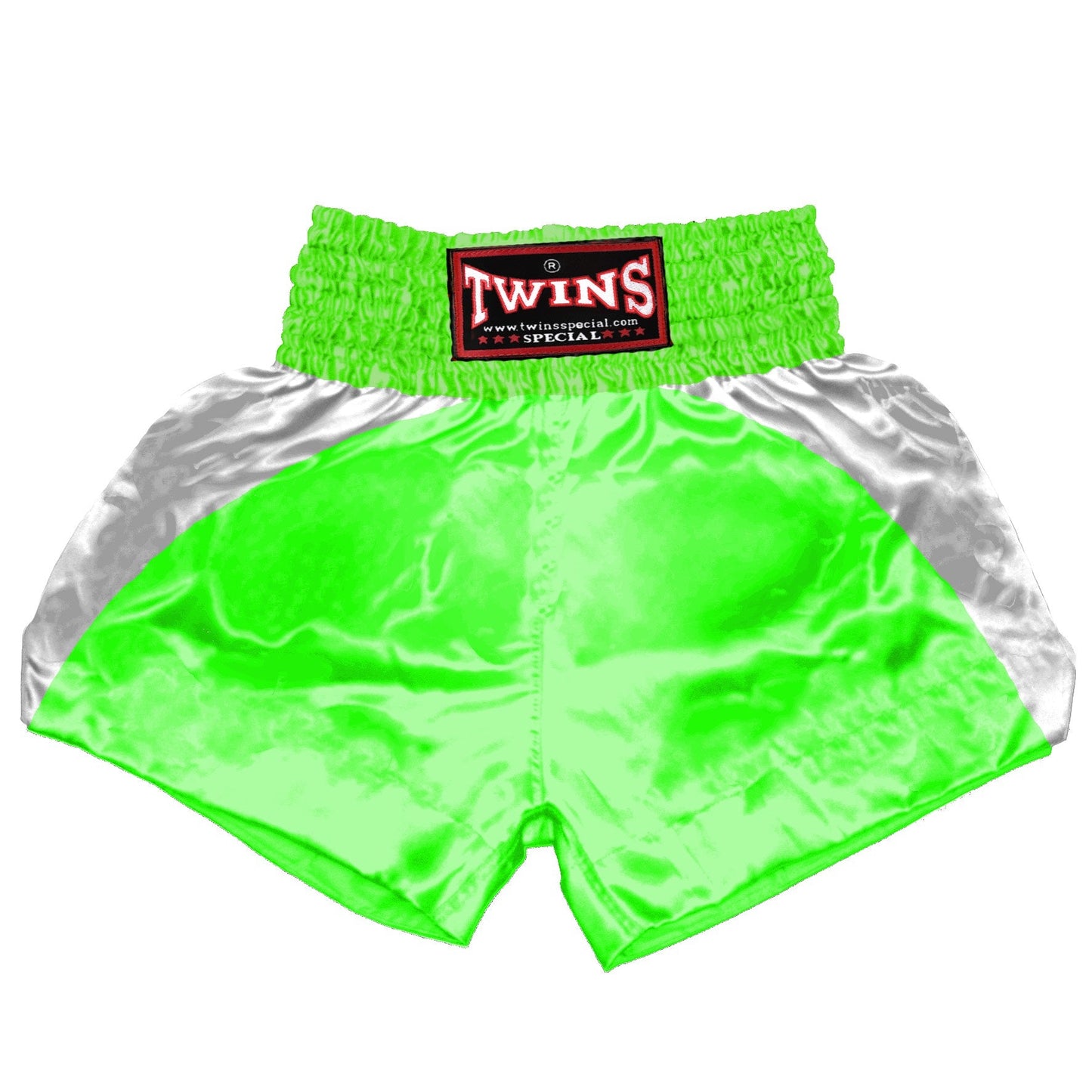 TWINS Muay Thai Shorts - Dual - Bold Colors - Reverse Curve - White - Legs - Red, Brown, Green, Blue, Lavender