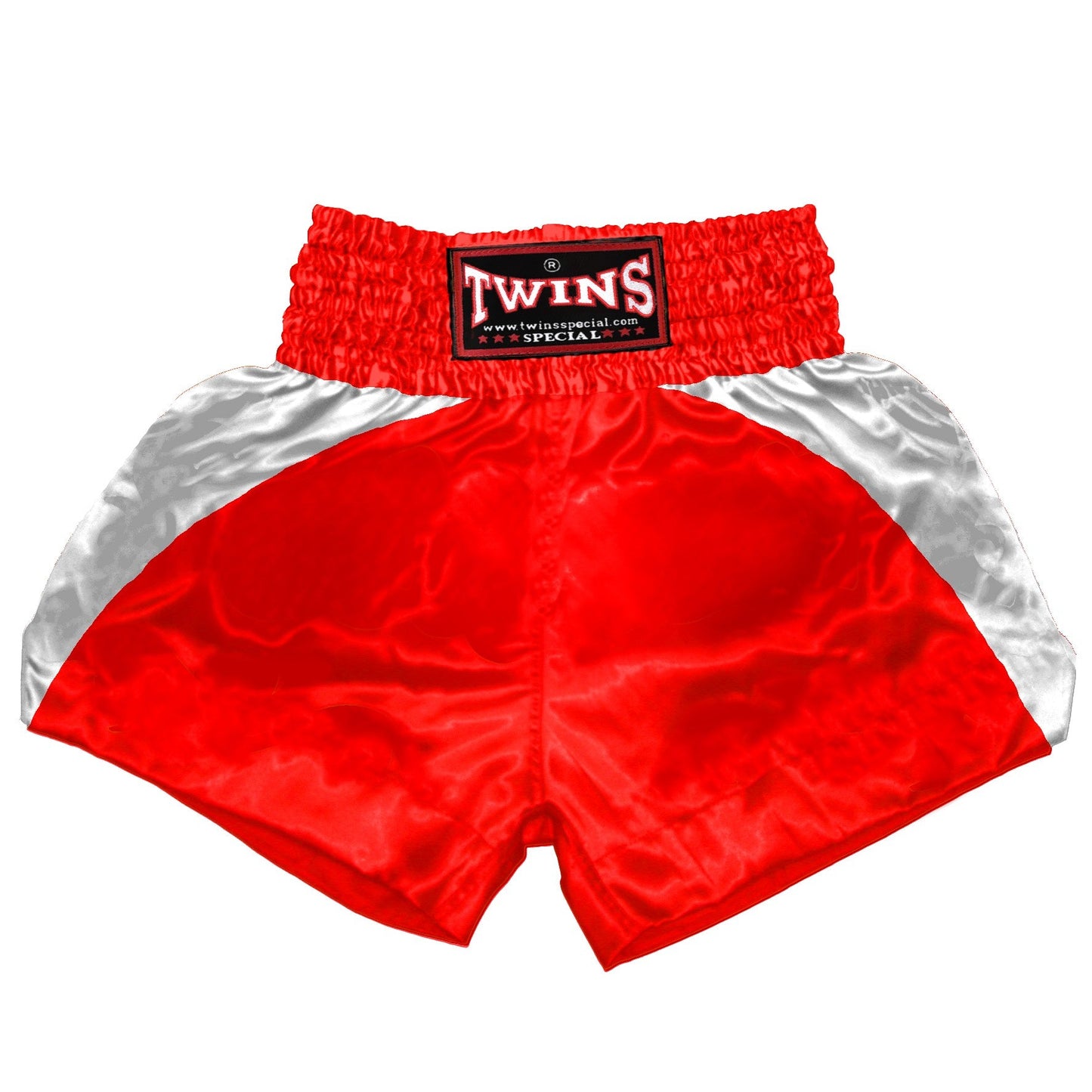 TWINS Muay Thai Shorts - Dual - Bold Colors - Reverse Curve - White - Legs - Red, Brown, Green, Blue, Lavender