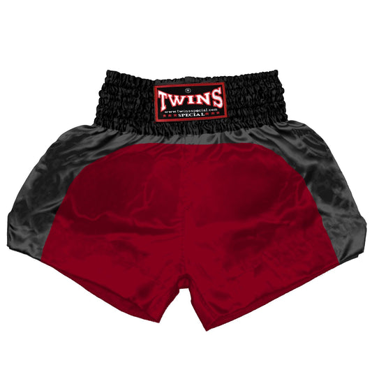 TWINS Muay Thai Shorts - Dual - Dark Colors - Arch - Black - Legs - Maroon, Dark Brown, Green, Navy Blue, Purple