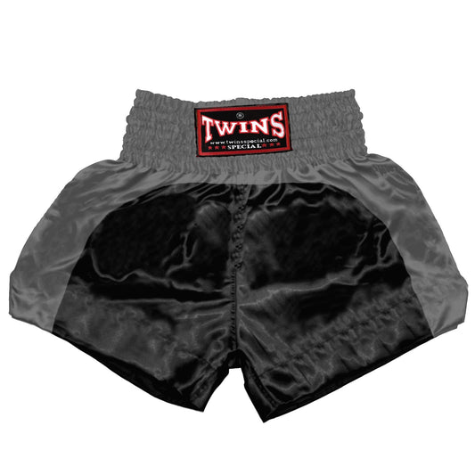 TWINS Muay Thai Shorts - Dual - Classic Tones - Arch - Grey, White, Gold, Silver - Legs - Black