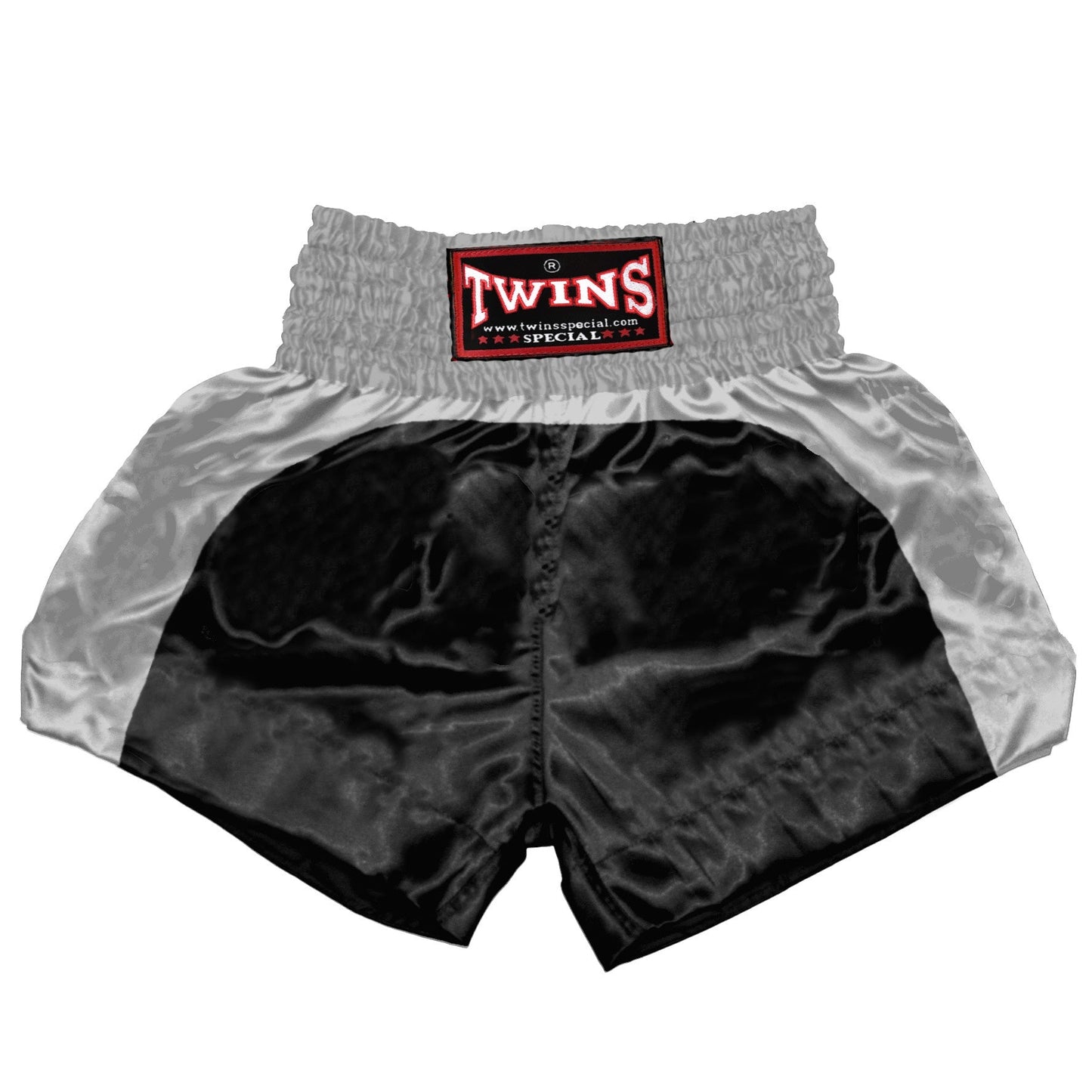 TWINS Muay Thai Shorts - Dual - Classic Tones - Arch - Grey, White, Gold, Silver - Legs - Black