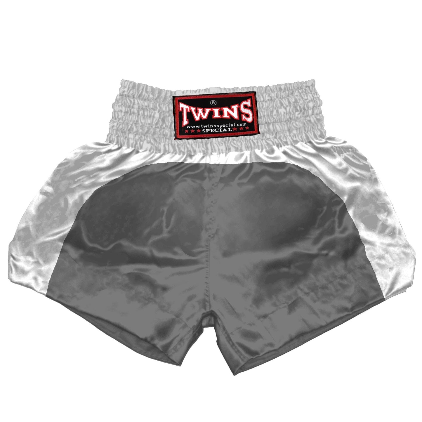 TWINS Muay Thai Shorts - Dual - Classic Tones - Arch - White - Legs - Grey, White, Gold, Silver