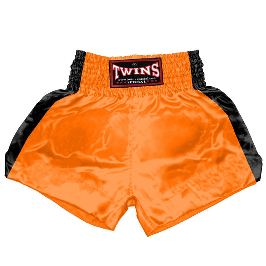 TWINS Muay Thai Shorts - Dual - Bright Colors - Sidebands - Black - Legs - Orange, Yellow, Olive, Light Blue, Pink