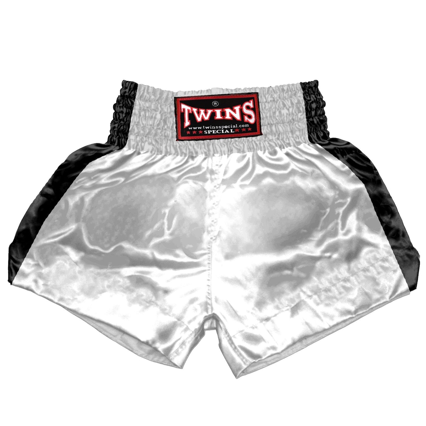 TWINS Muay Thai Shorts - Dual - Classic Tones - Sidebands - Black - Legs - Grey, White, Gold, Silver