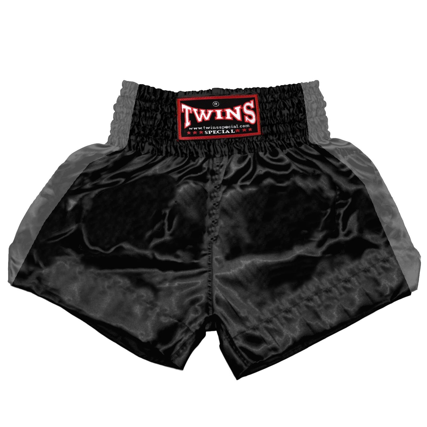 TWINS Muay Thai Shorts - Dual - Classic Tones - Sidebands - Grey, White, Gold, Silver - Legs - Black