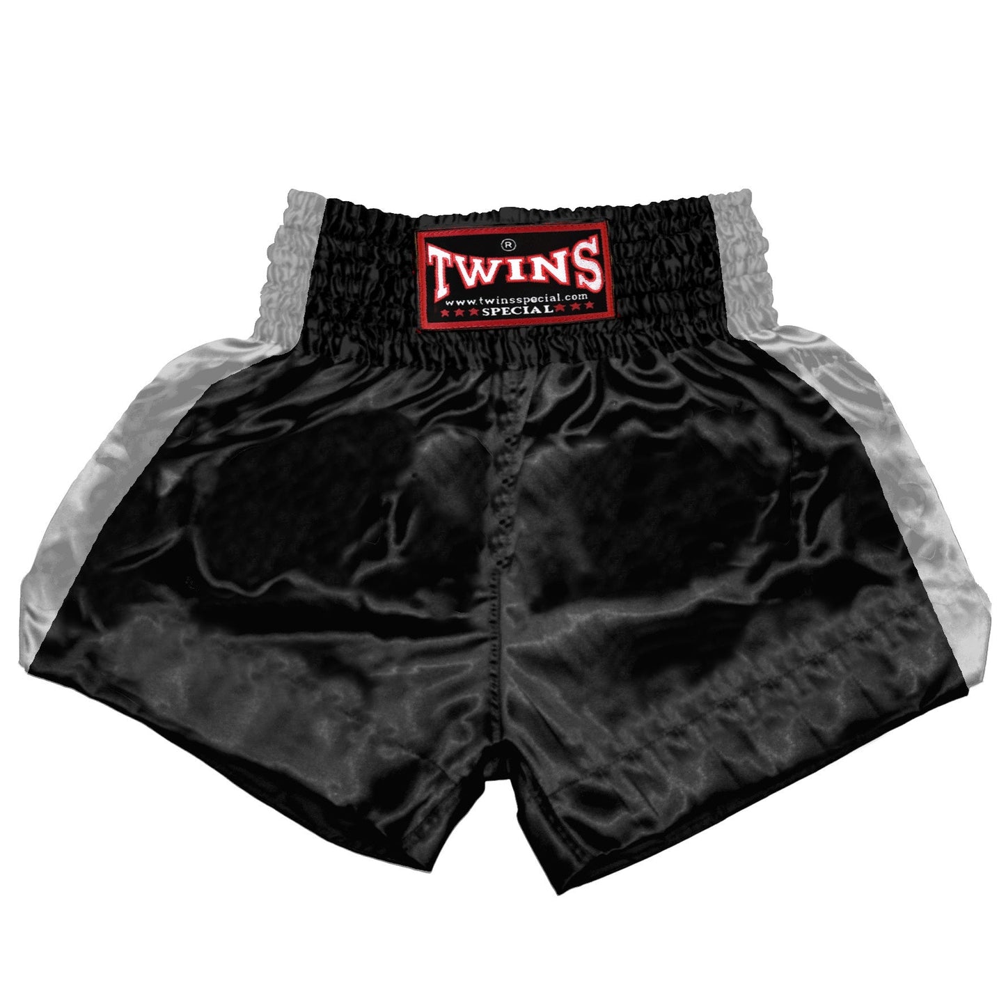 TWINS Muay Thai Shorts - Dual - Classic Tones - Sidebands - Grey, White, Gold, Silver - Legs - Black