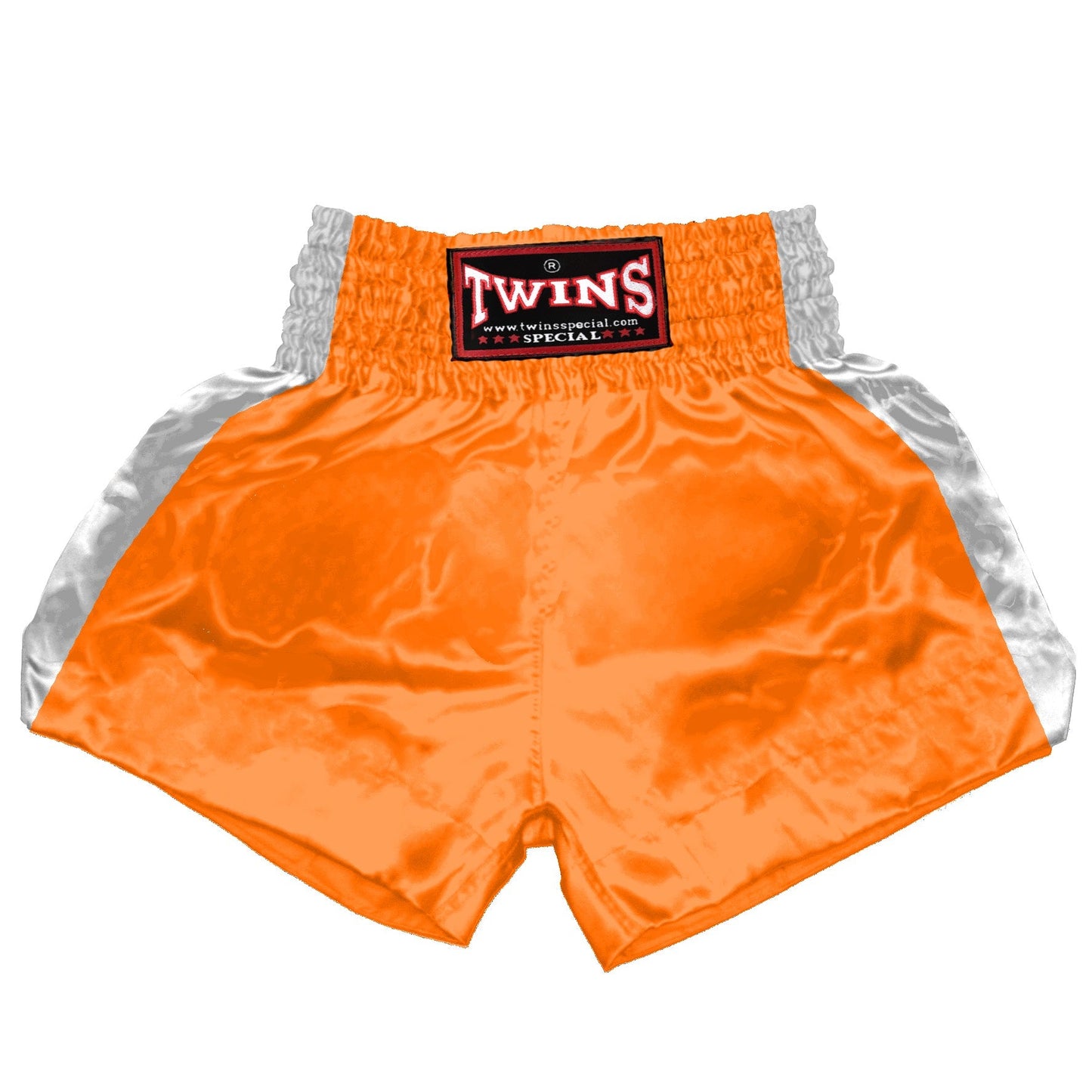 TWINS Muay Thai Shorts - Dual - Bright Colors - Sidebands - White - Legs - Orange, Yellow, Olive, Light Blue, Pink