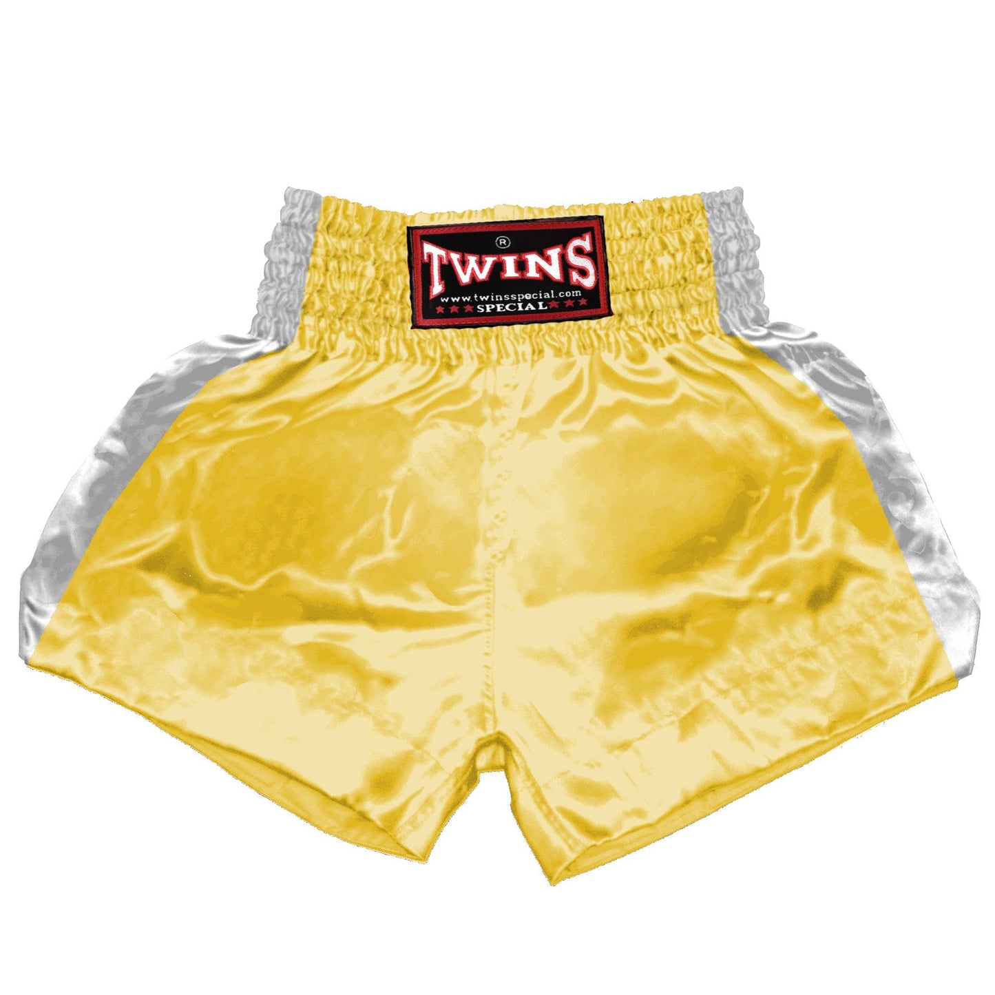 TWINS Muay Thai Shorts - Dual - Bright Colors - Sidebands - White - Legs - Orange, Yellow, Olive, Light Blue, Pink