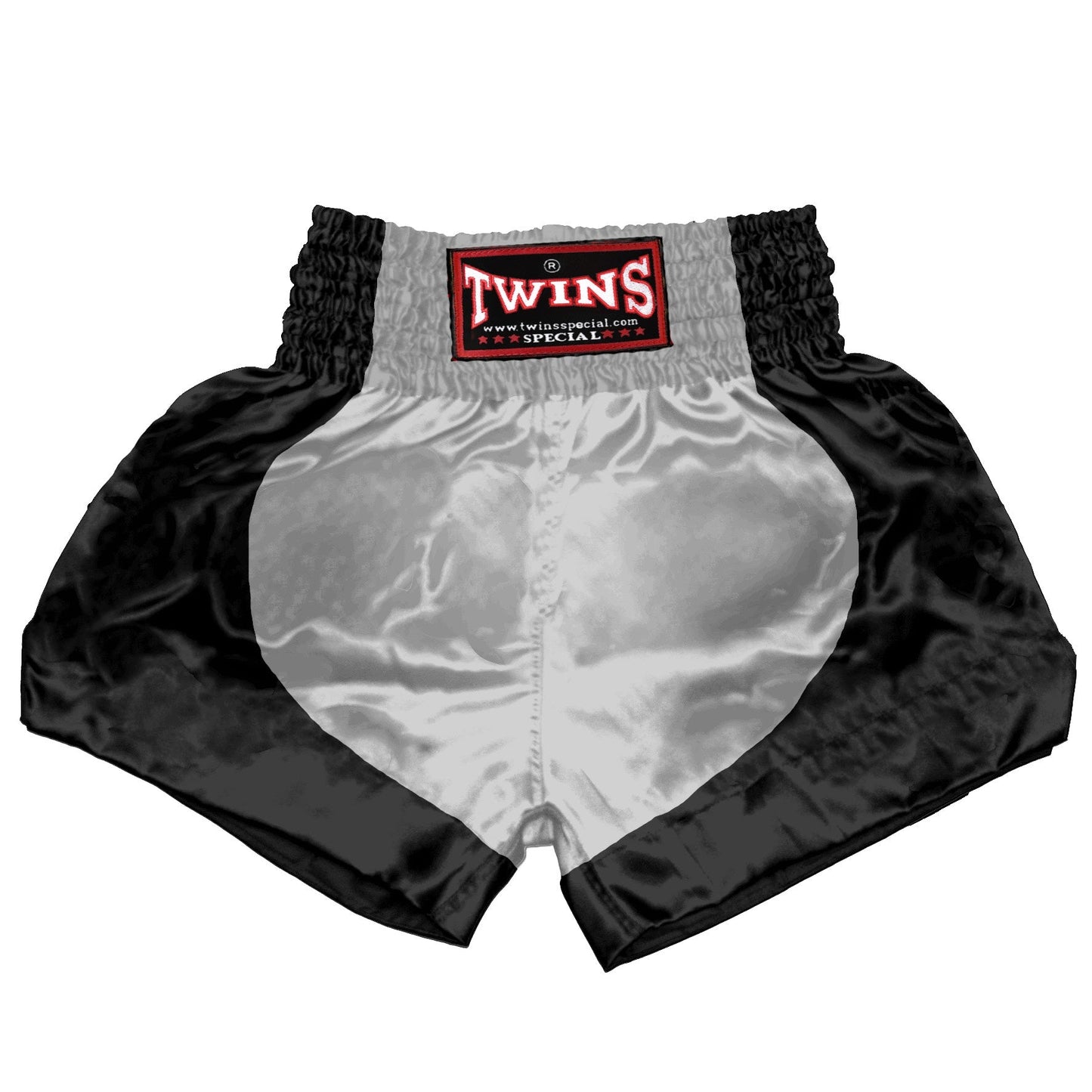 TWINS Muay Thai Shorts - Dual - Classic Tones - Parabola - Black - Legs - Grey, White, Gold, Silver