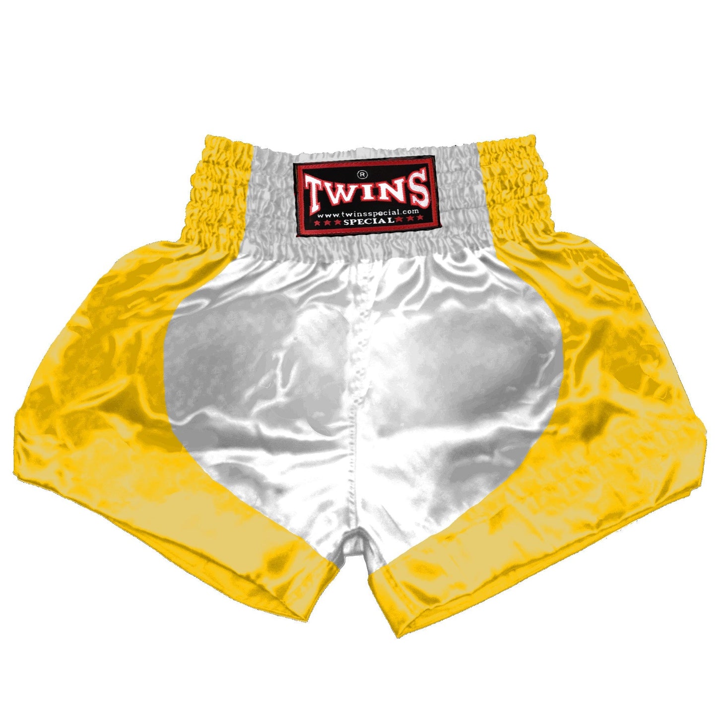 TWINS Muay Thai Shorts - Dual - Classic Tones - Parabola - Grey, White, Gold, Silver - Legs - White