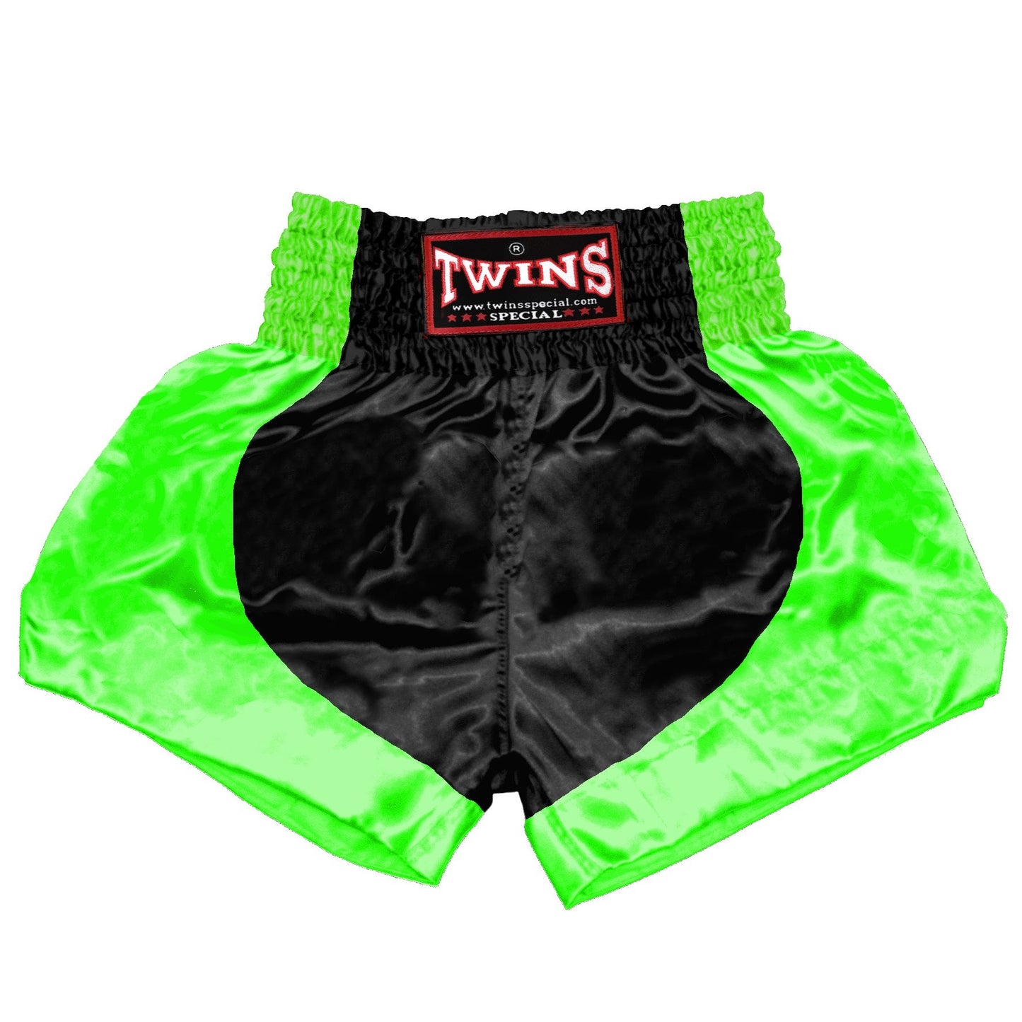 TWINS Muay Thai Shorts - Dual - Bold Colors - Parabola - Red, Brown, Green, Blue, Lavender - Black - Legs