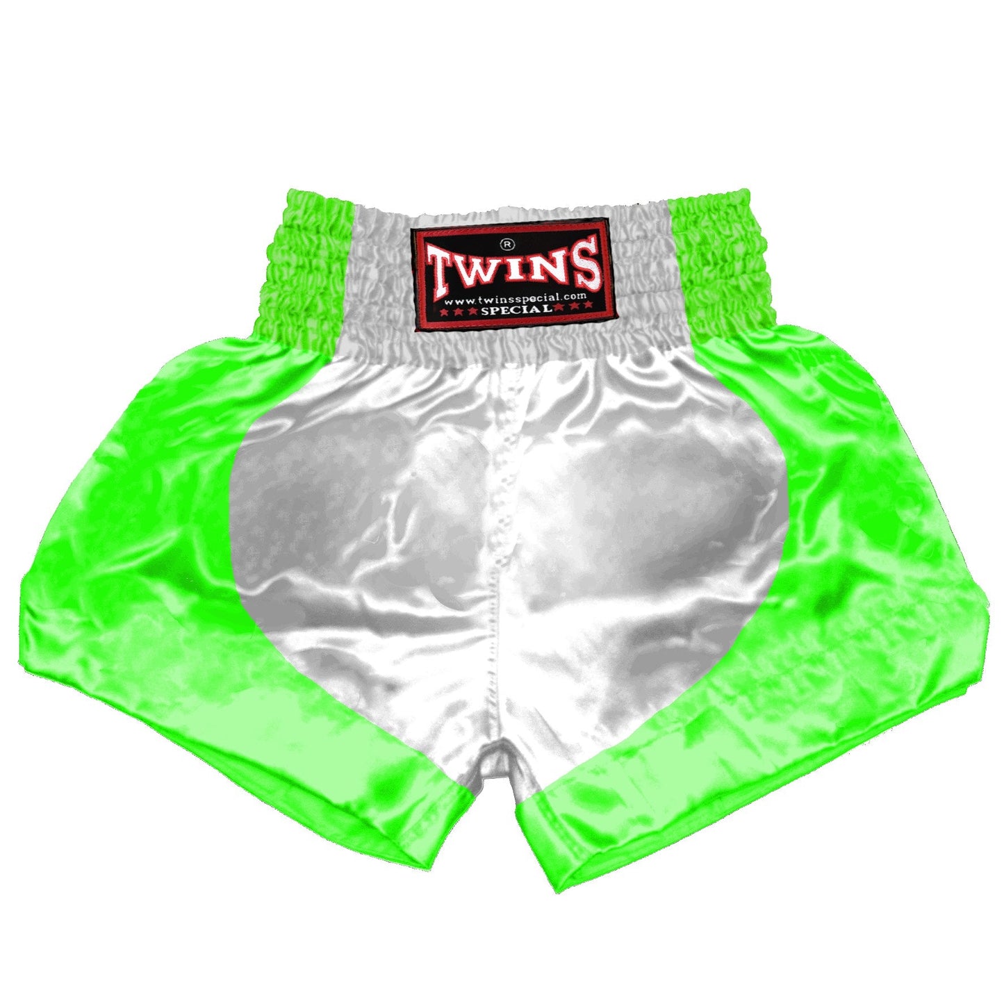 TWINS Muay Thai Shorts - Dual - Bold Colors - Parabola - Red, Brown, Green, Blue, Lavender - Legs - White