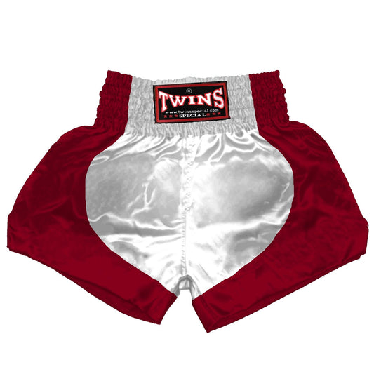 TWINS Muay Thai Shorts - Dual - Dark Colors - Parabola - Maroon, Dark Brown, Green, Navy Blue, Purple - Legs - White