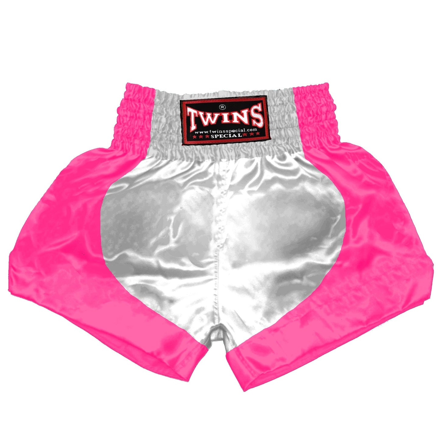 TWINS Muay Thai Shorts - Dual - Bright Colors - Parabola - Orange, Yellow, Olive, Light Blue, Pink - Legs - White