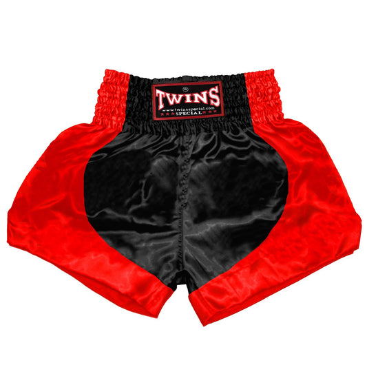 TWINS Muay Thai Shorts - Dual - Bold Colors - Parabola - Red, Brown, Green, Blue, Lavender - Black - Legs