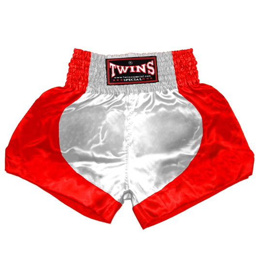 TWINS Muay Thai Shorts - Dual - Bold Colors - Parabola - Red, Brown, Green, Blue, Lavender - Legs - White