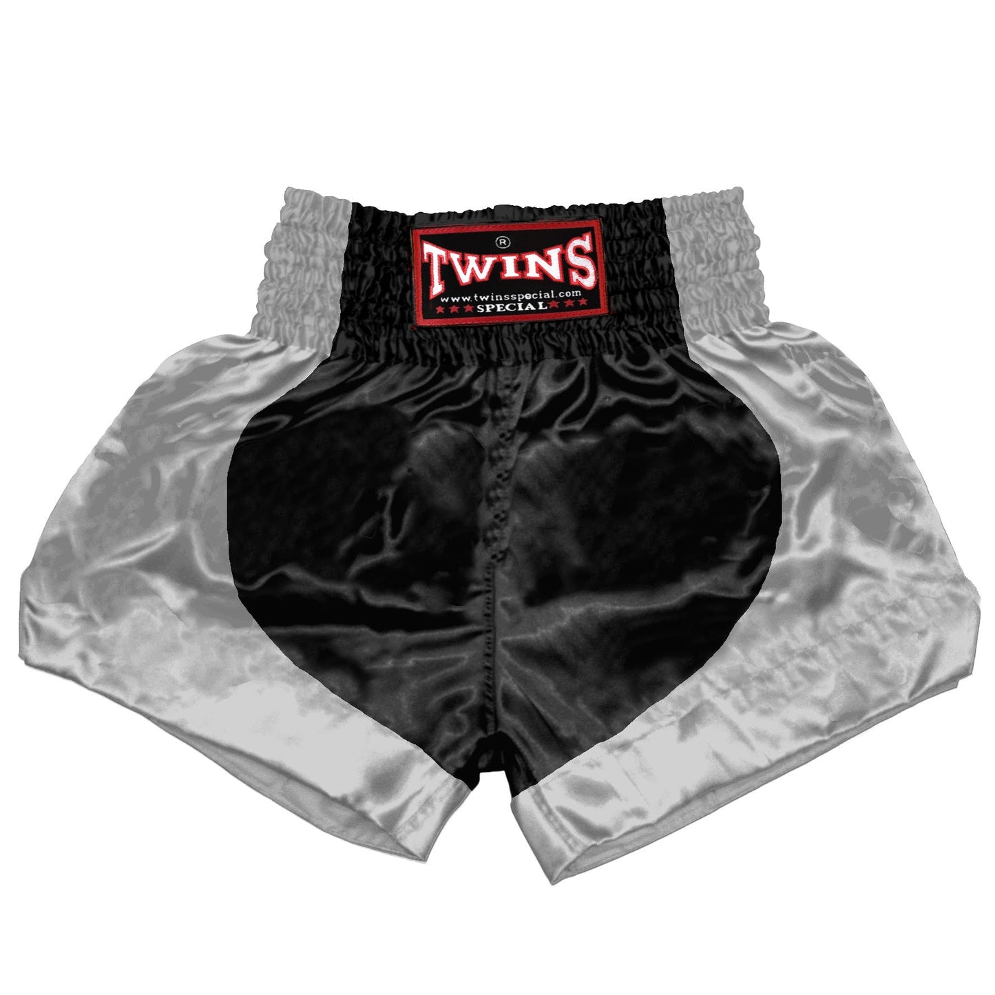 TWINS Muay Thai Shorts - Dual - Classic Tones - Parabola - Grey, White, Gold, Silver - Legs - Black