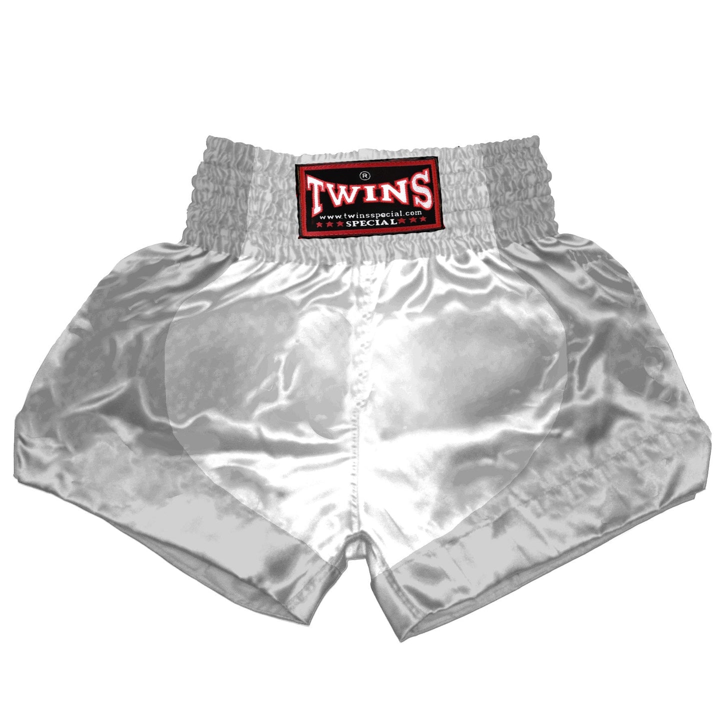 TWINS Muay Thai Shorts - Dual - Classic Tones - Parabola - Grey, White, Gold, Silver - Legs - White