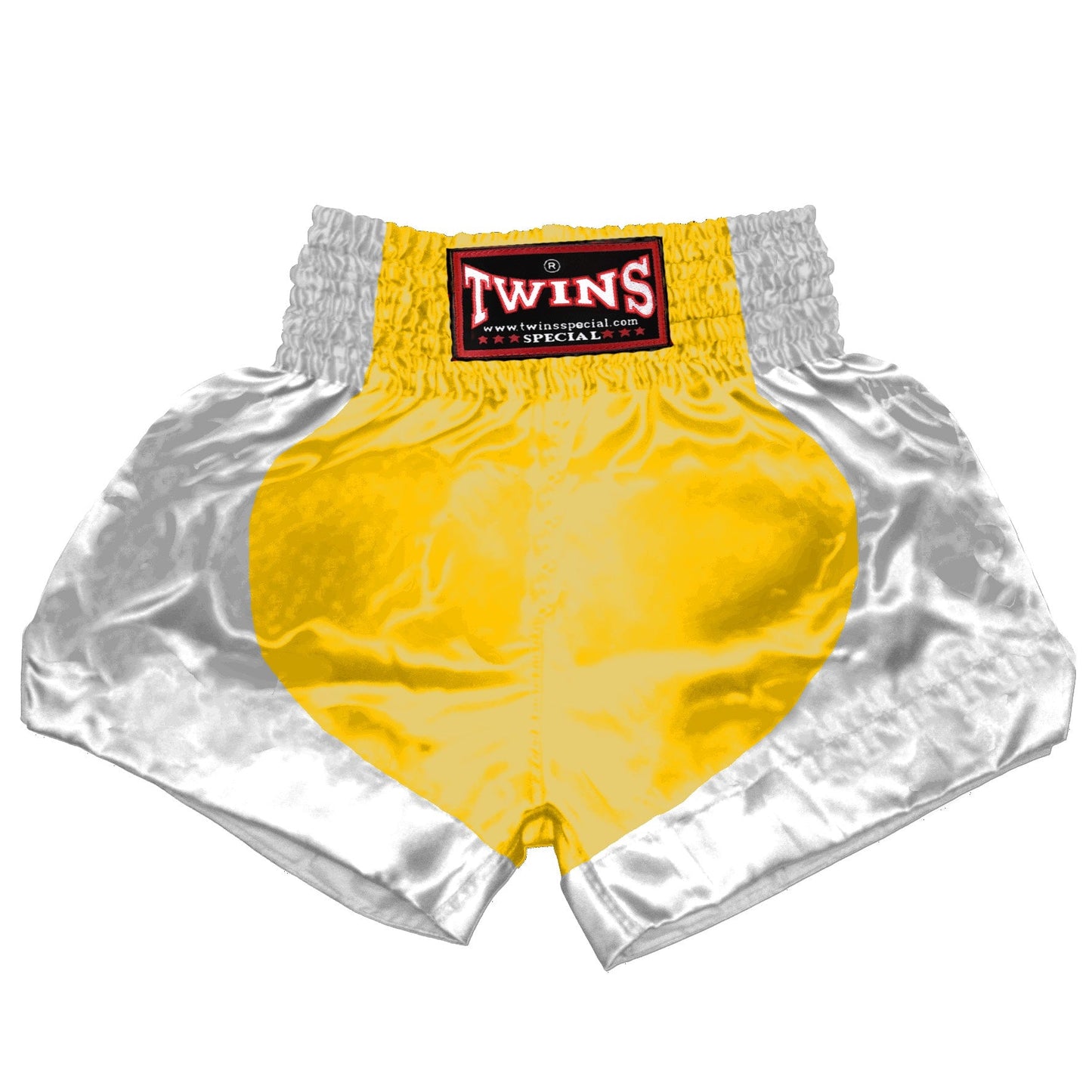 TWINS Muay Thai Shorts - Dual - Classic Tones - Parabola - White - Legs - Grey, White, Gold, Silver