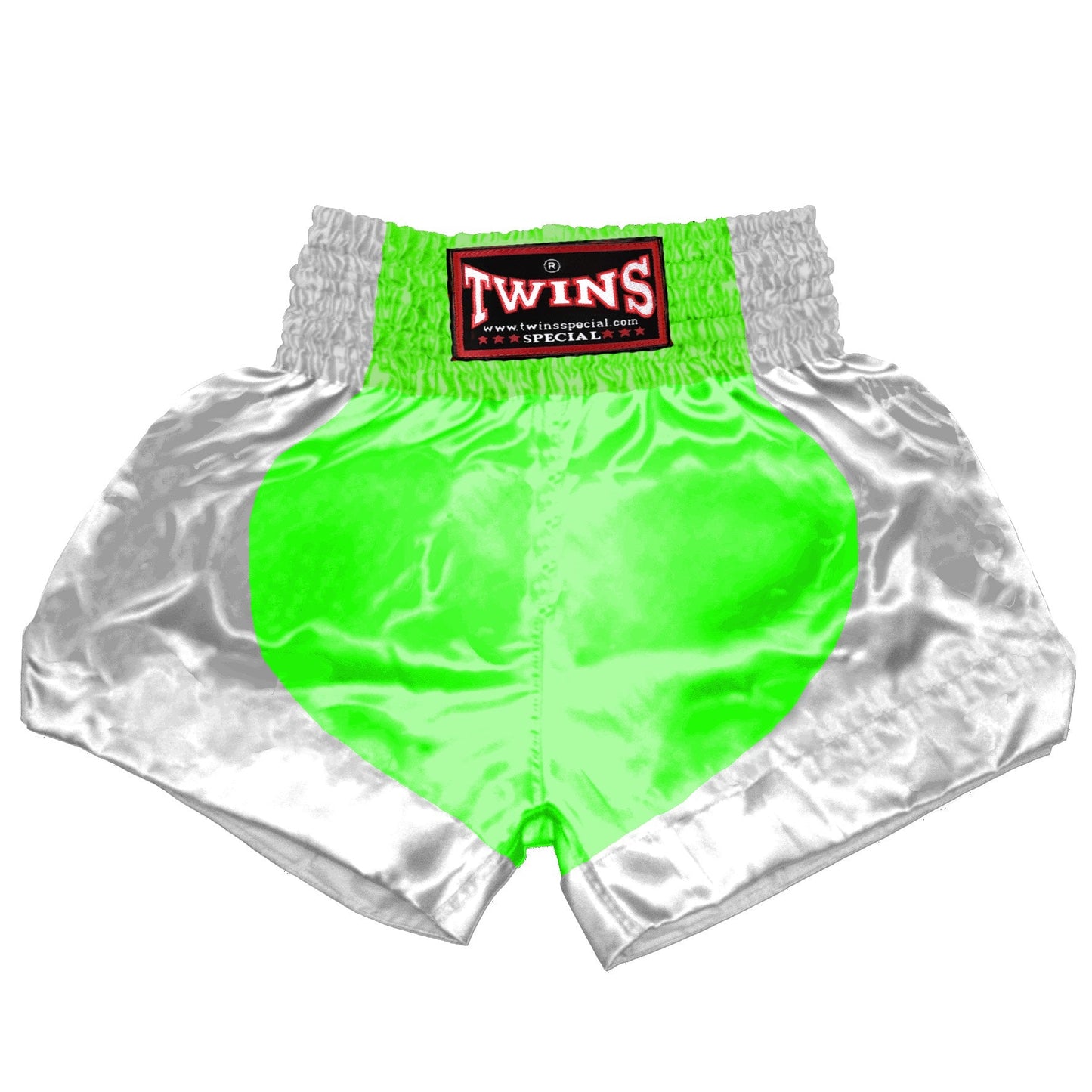 TWINS Muay Thai Shorts - Dual - Bold Colors - Parabola - White - Legs - Red, Brown, Green, Blue, Lavender