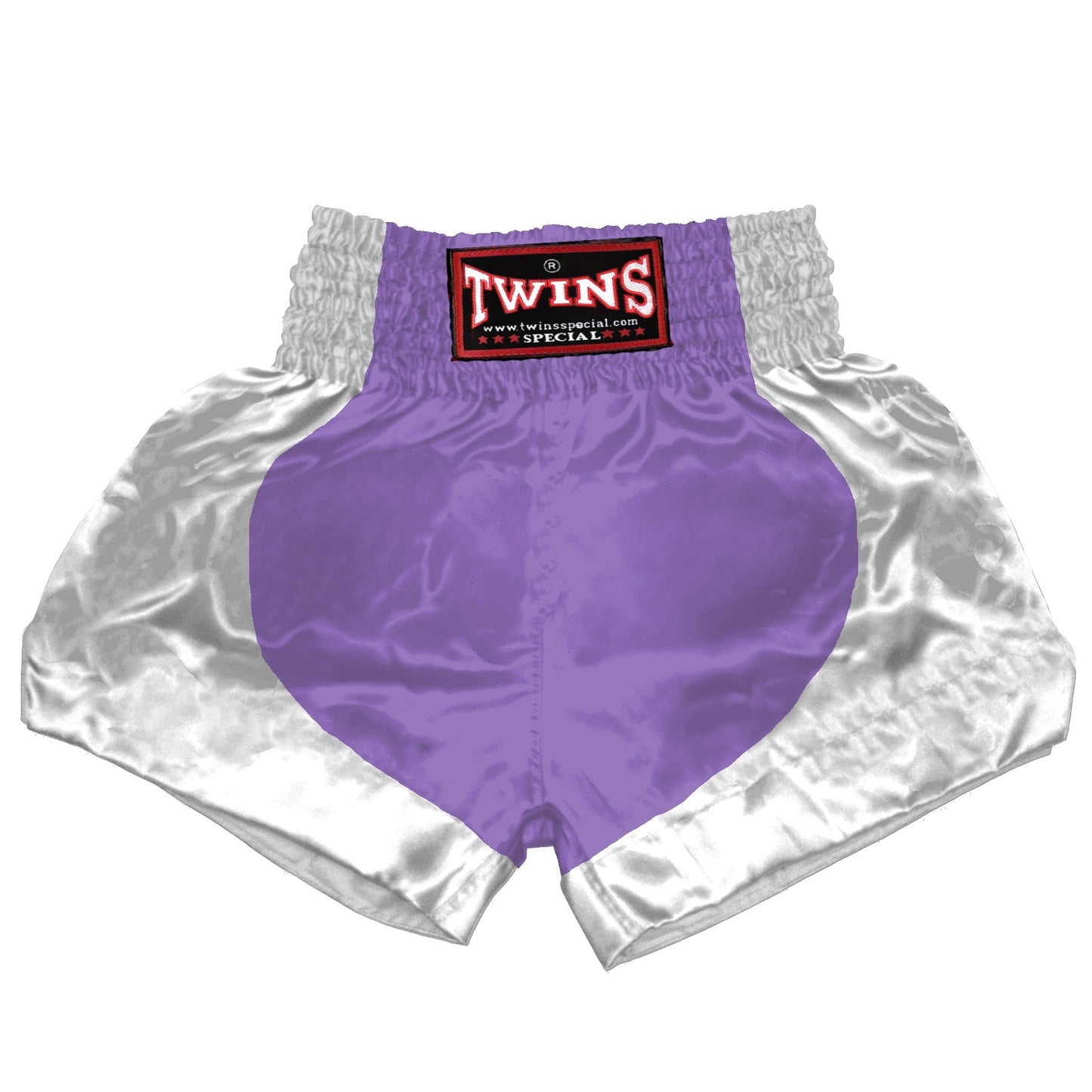 TWINS Muay Thai Shorts - Dual - Bold Colors - Parabola - White - Legs - Red, Brown, Green, Blue, Lavender