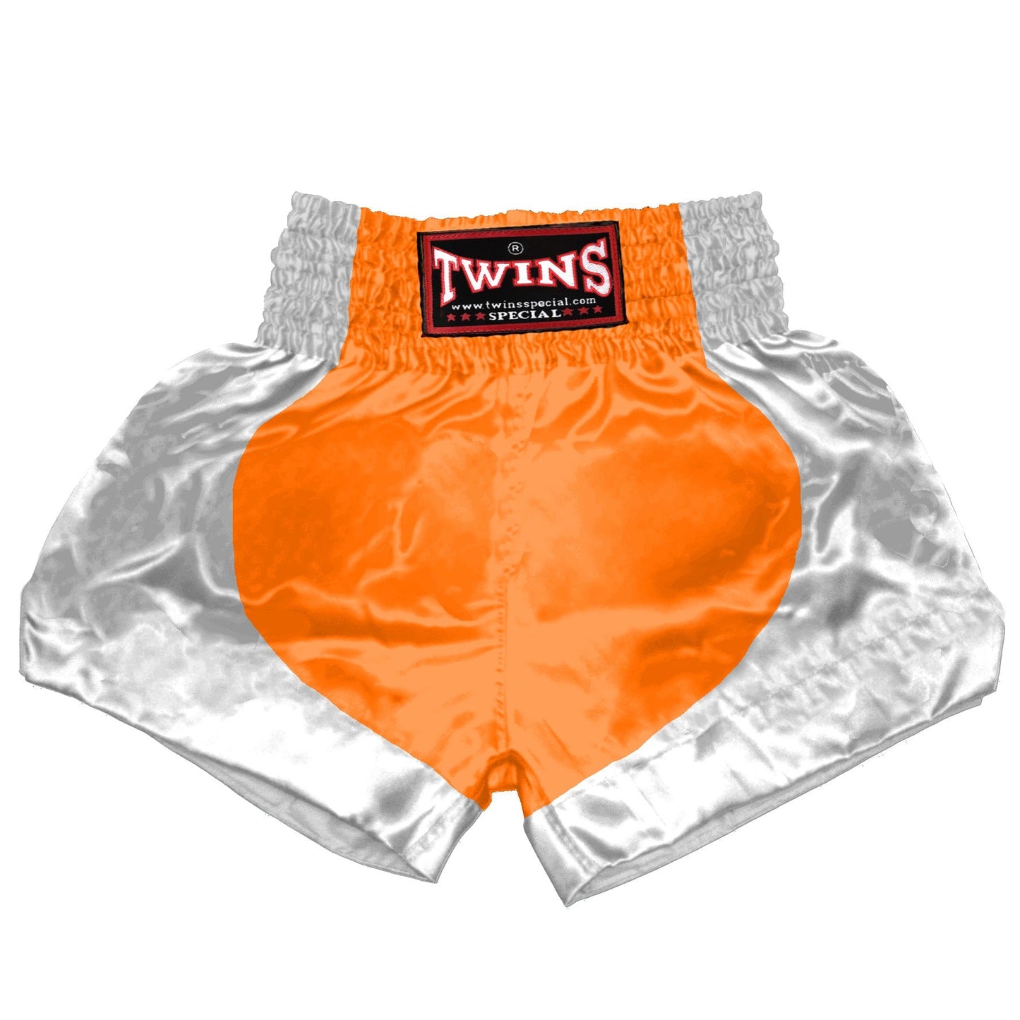 TWINS Muay Thai Shorts - Dual - Bright Colors - Parabola - White - Legs - Orange, Yellow, Olive, Light Blue, Pink