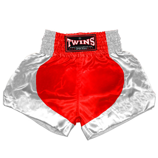 TWINS Muay Thai Shorts - Dual - Bold Colors - Parabola - White - Legs - Red, Brown, Green, Blue, Lavender