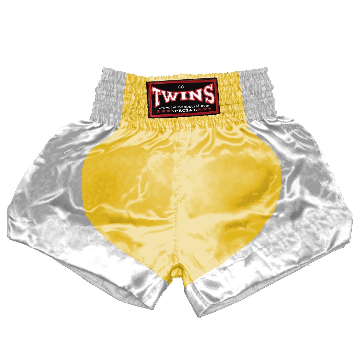 TWINS Muay Thai Shorts - Dual - Bright Colors - Parabola - White - Legs - Orange, Yellow, Olive, Light Blue, Pink