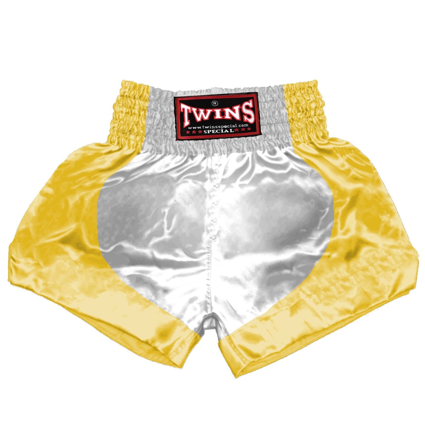 TWINS Muay Thai Shorts - Dual - Bright Colors - Parabola - Orange, Yellow, Olive, Light Blue, Pink - Legs - White