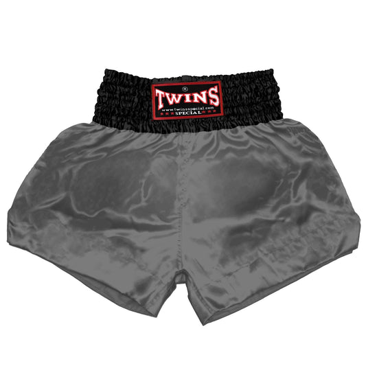 TWINS Muay Thai Shorts - Dual - Classic Tones - Waistband - Black - Legs - Grey, White, Gold, Silver