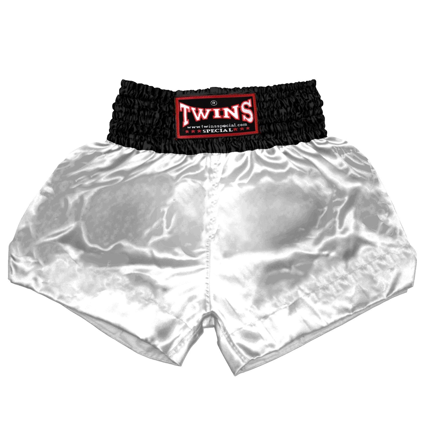 TWINS Muay Thai Shorts - Dual - Classic Tones - Waistband - Grey, Black, Gold, Silver - Legs - White