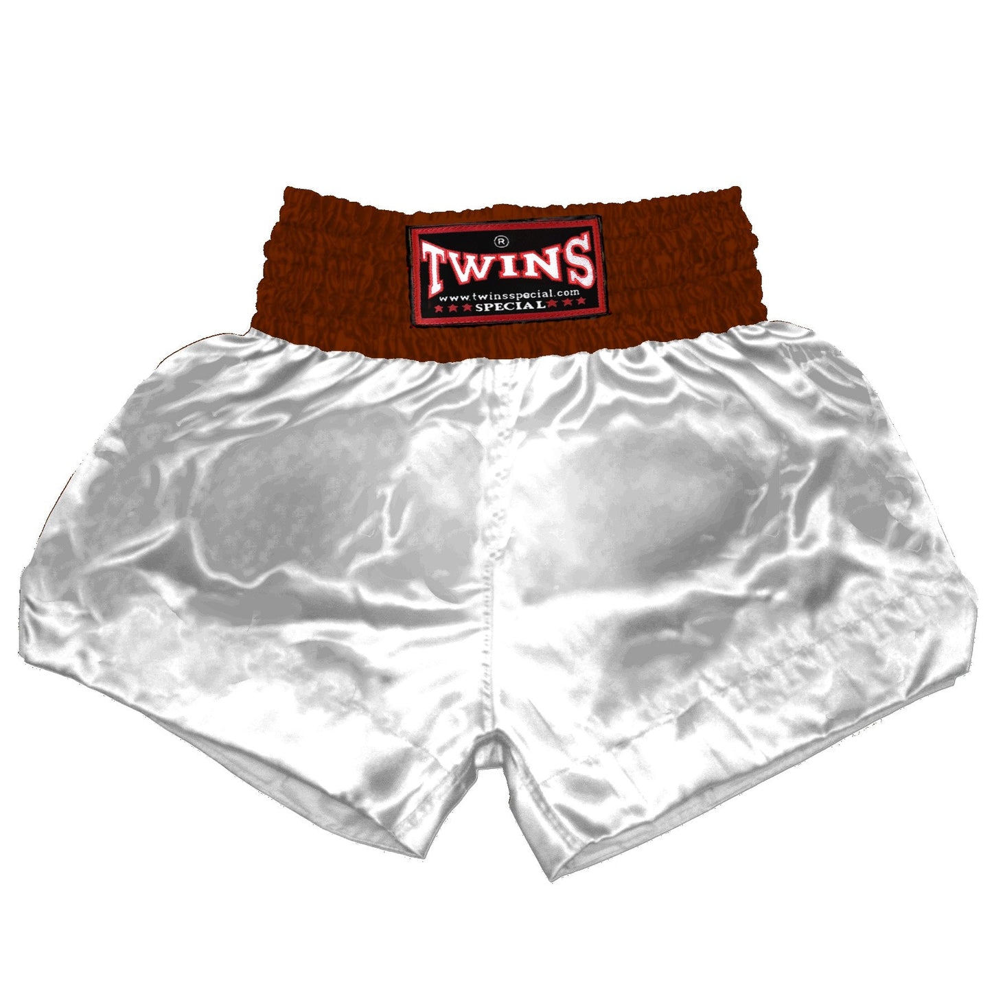 TWINS Muay Thai Shorts - Dual - Dark Colors - Waistband - Maroon, Dark Brown, Green, Navy Blue, Purple - Legs - White