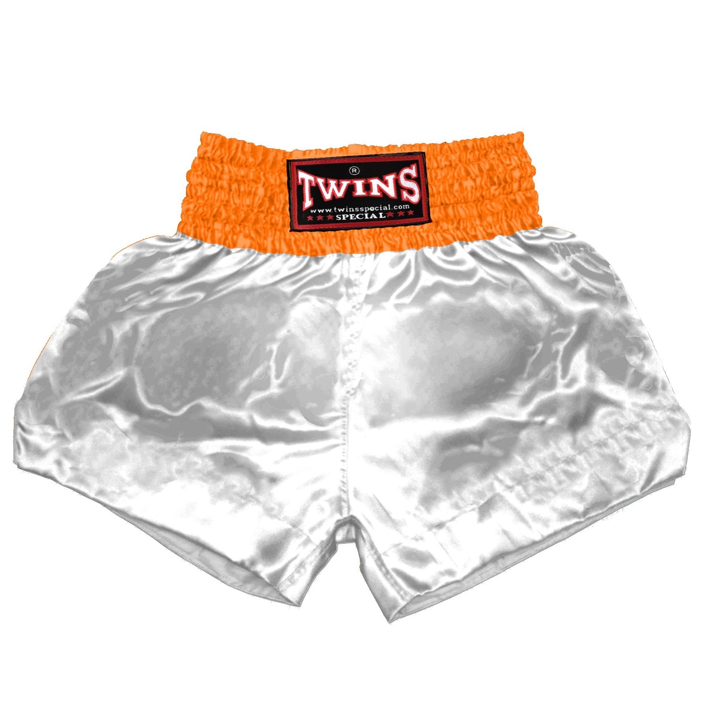 TWINS Muay Thai Shorts - Dual - Bright Colors - Waistband - Orange, Yellow, Olive, Light Blue, Pink - Legs - White