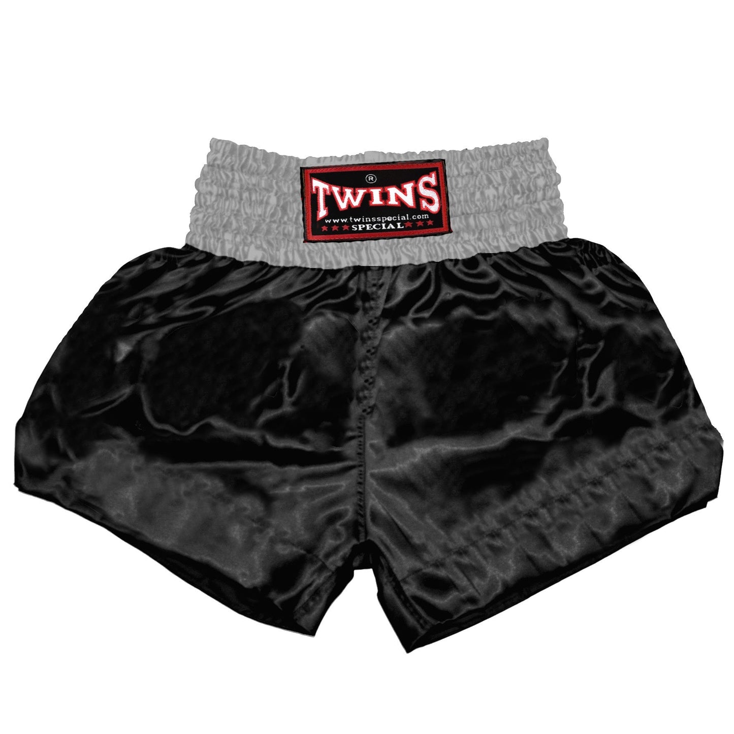 TWINS Muay Thai Shorts - Dual - Classic Tones - Waistband - Grey, White, Gold, Silver - Legs - Black