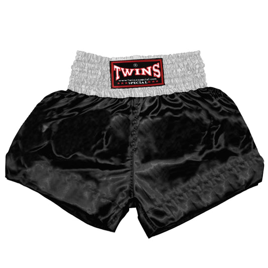 TWINS Muay Thai Shorts - Dual - Classic Tones - Waistband - White - Legs - Grey, White, Gold, Silver