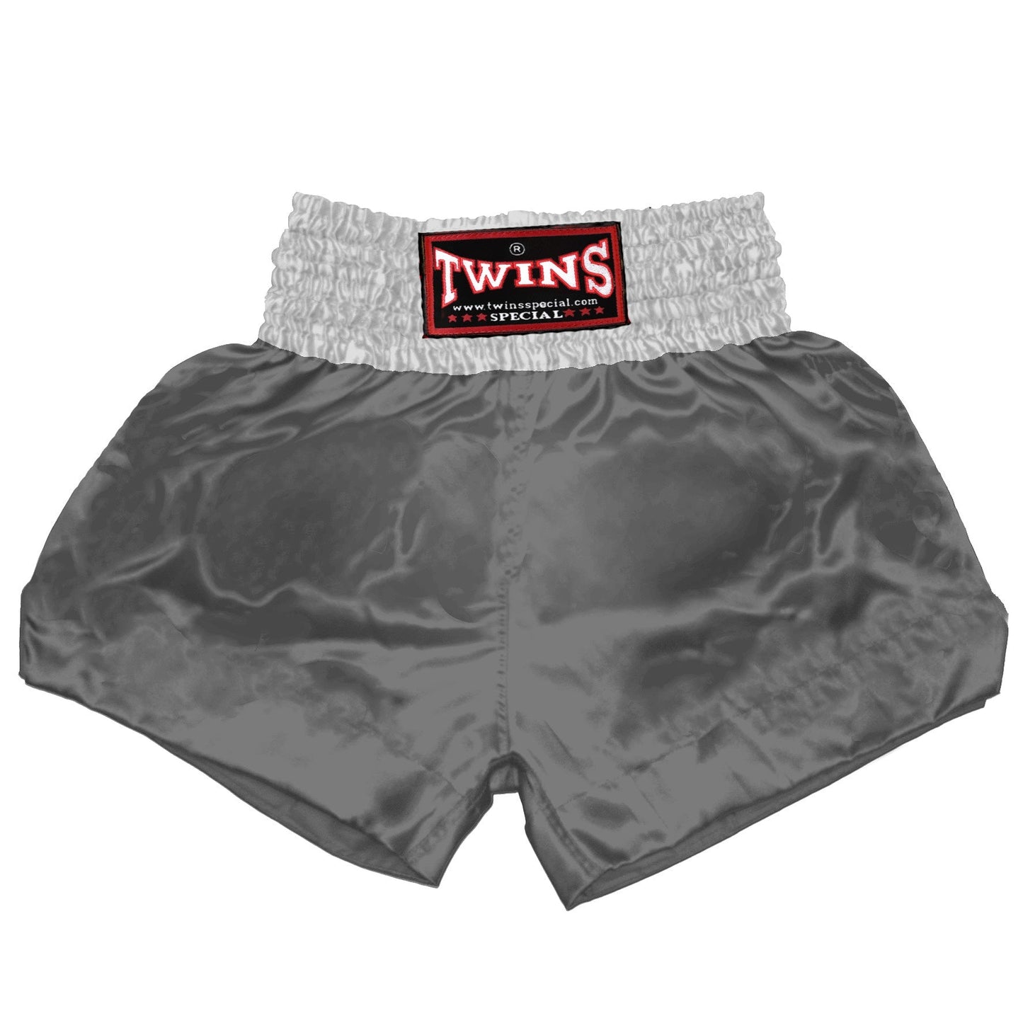 TWINS Muay Thai Shorts - Dual - Classic Tones - Waistband - White - Legs - Grey, White, Gold, Silver