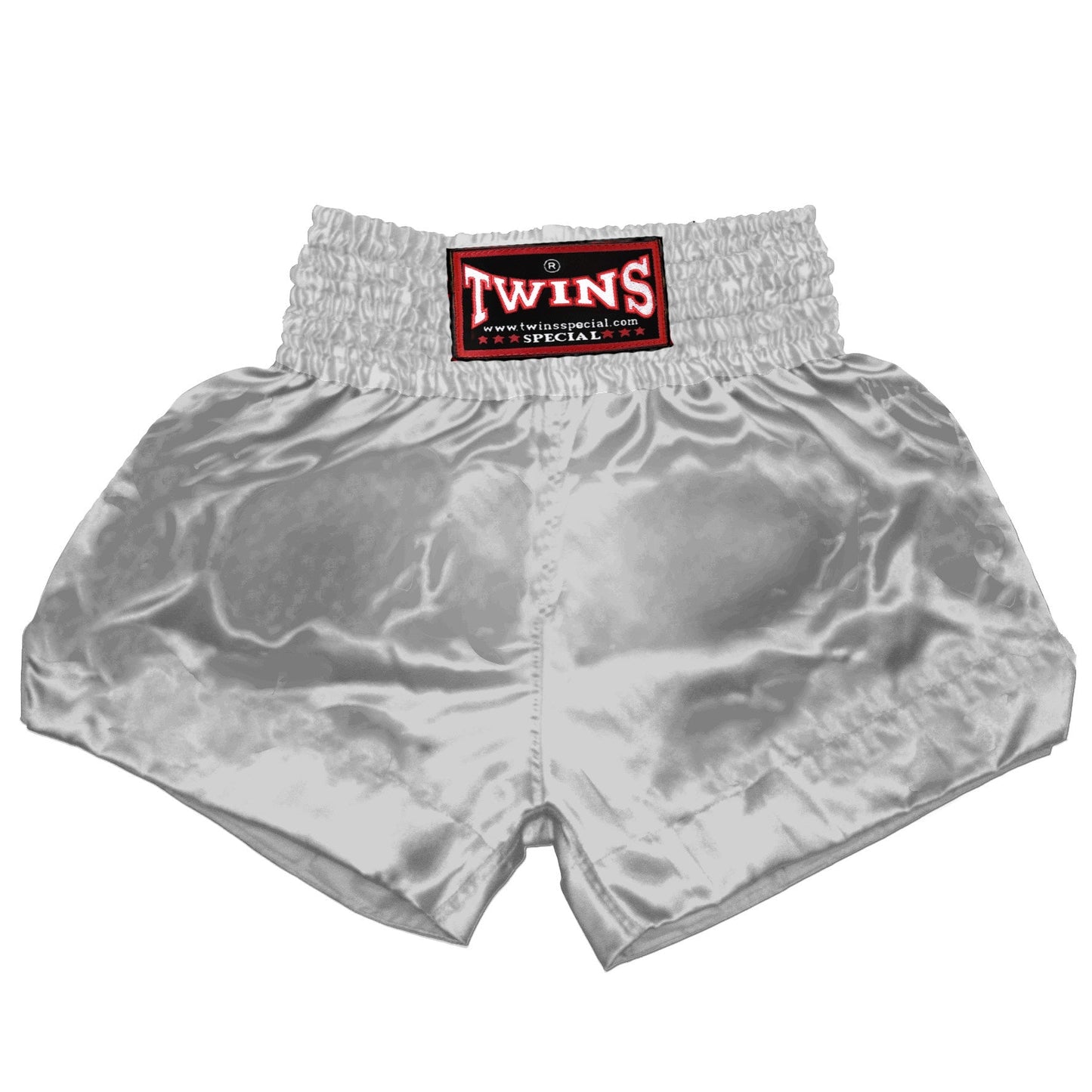 TWINS Muay Thai Shorts - Dual - Classic Tones - Waistband - White - Legs - Grey, White, Gold, Silver