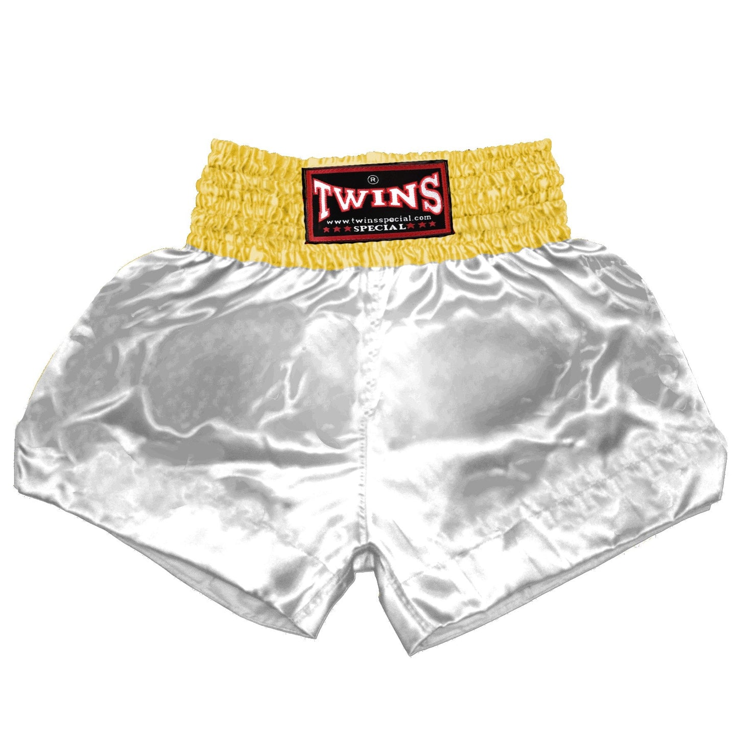 TWINS Muay Thai Shorts - Dual - Bright Colors - Waistband - Orange, Yellow, Olive, Light Blue, Pink - Legs - White