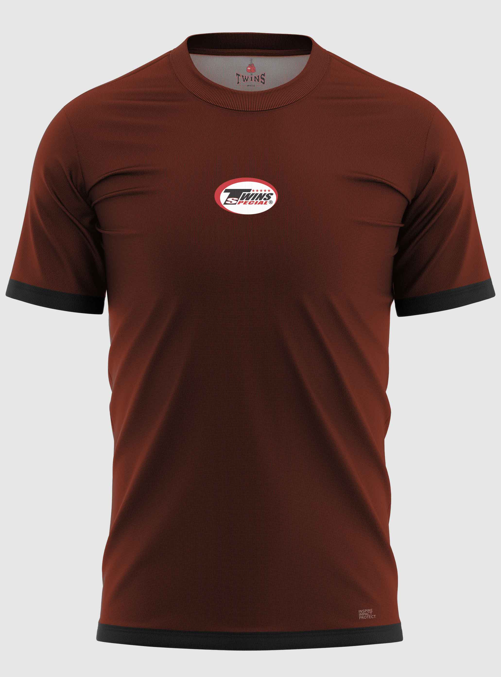 TWINS Muay Thai Boxing T-Shirts - Dual - Dark Colors - Arm Band - Black - Shirt - Maroon, Dark Brown, Dark-Green, Navy Blue, Purple