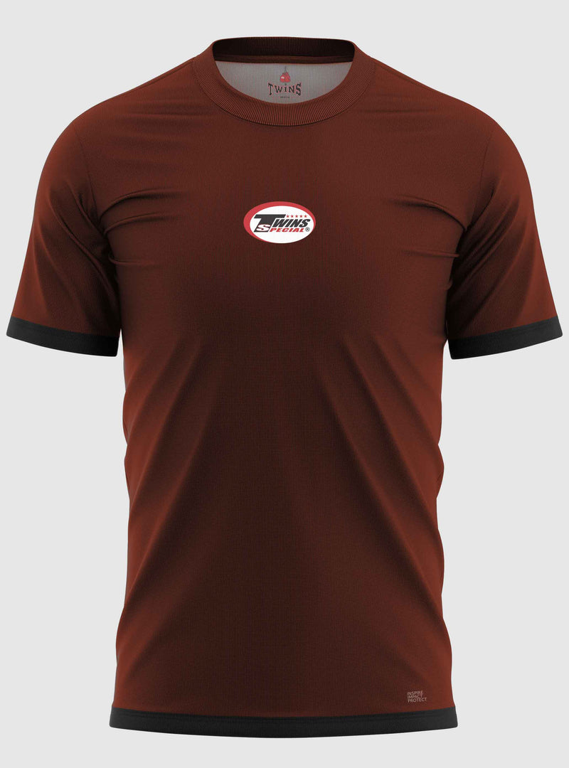 TWINS Muay Thai Boxing T-Shirts - Dual - Dark Colors - Arm Band - Black - Shirt - Maroon, Dark Brown, Dark-Green, Navy Blue, Purple