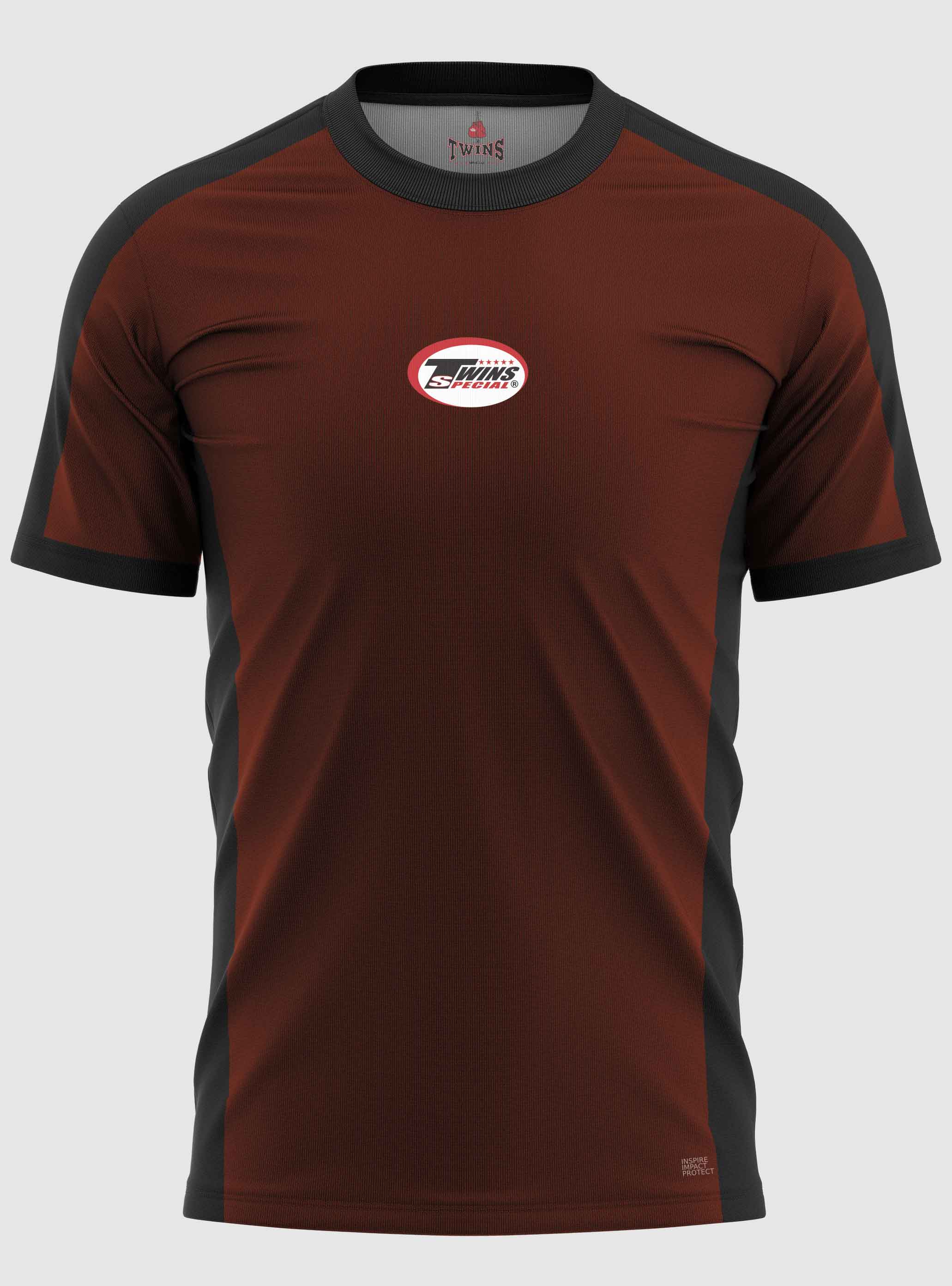 TWINS Muay Thai Boxing T-Shirts - Dual - Dark Colors - Border Bands - Black - Shirt - Maroon, Dark Brown, Dark-Green, Navy Blue, Purple