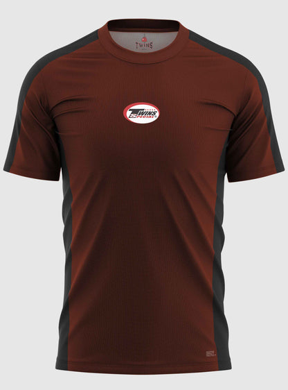 TWINS Muay Thai Boxing T-Shirts - Dual - Dark Colors - Sidebands - Black - Shirt - Maroon, Dark Brown, Green, Navy Blue, Purple
