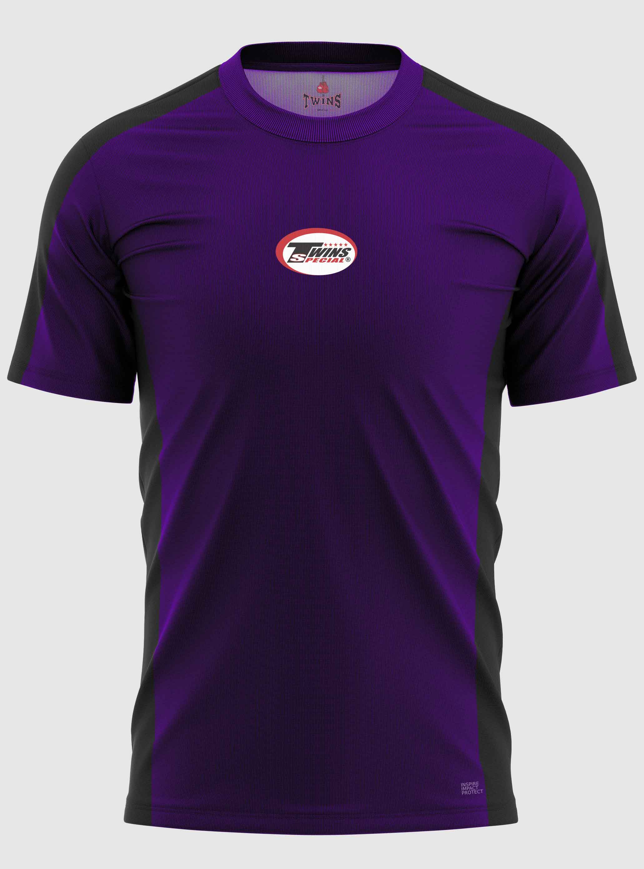 TWINS Muay Thai Boxing T-Shirts - Dual - Dark Colors - Sidebands - Black - Shirt - Maroon, Dark Brown, Dark-Green, Navy Blue, Purple