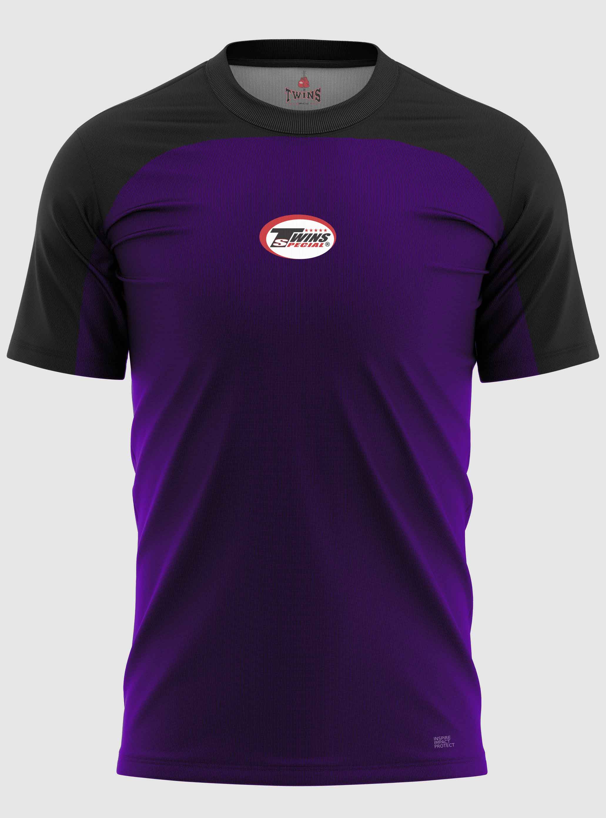 TWINS Muay Thai Boxing T-Shirts - Dual - Dark Colors - Topband - Black - Shirt - Maroon, Dark Brown, Dark-Green, Navy Blue, Purple