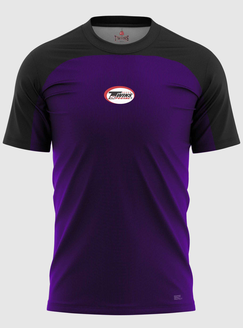 TWINS Muay Thai Boxing T-Shirts - Dual - Dark Colors - Topband - Black - Shirt - Maroon, Dark Brown, Dark-Green, Navy Blue, Purple