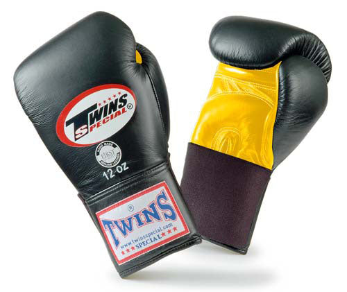 TWINS SPECIAL Boxing Gloves- Dual Light Colors- Premium Leather w/ Elastic-Black, Light Blue, Orange, Pink, Yellow